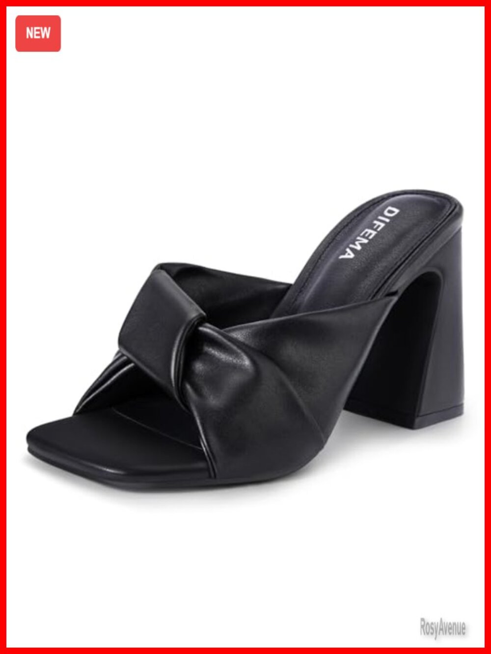 Women's Chunky Block Heel Mule Sandals Knot Square Open Toe Slides Shoes